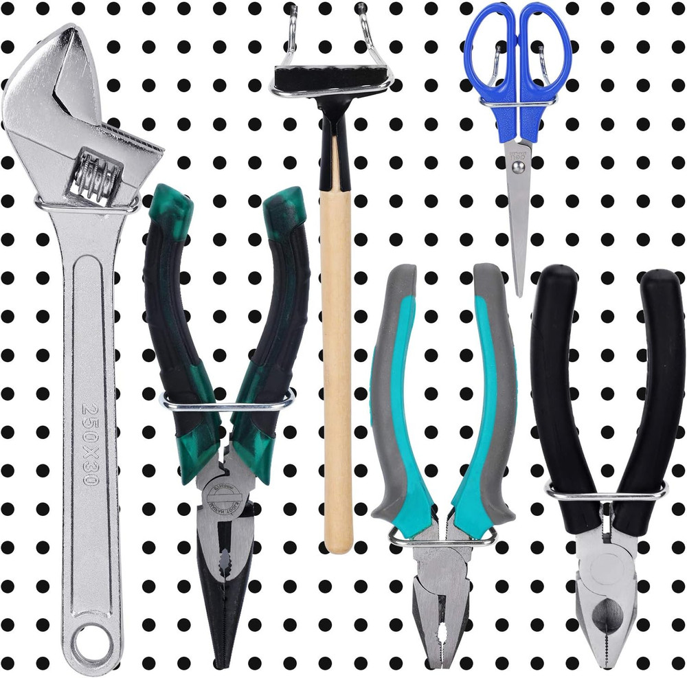 16 Pieces Pegboard Plier Holders, Stainless Steel Double Loop Pegboard Hooks Acc