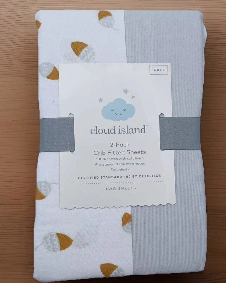 Fitted Crib Sheet Acorns - Cloud Island - 2pk