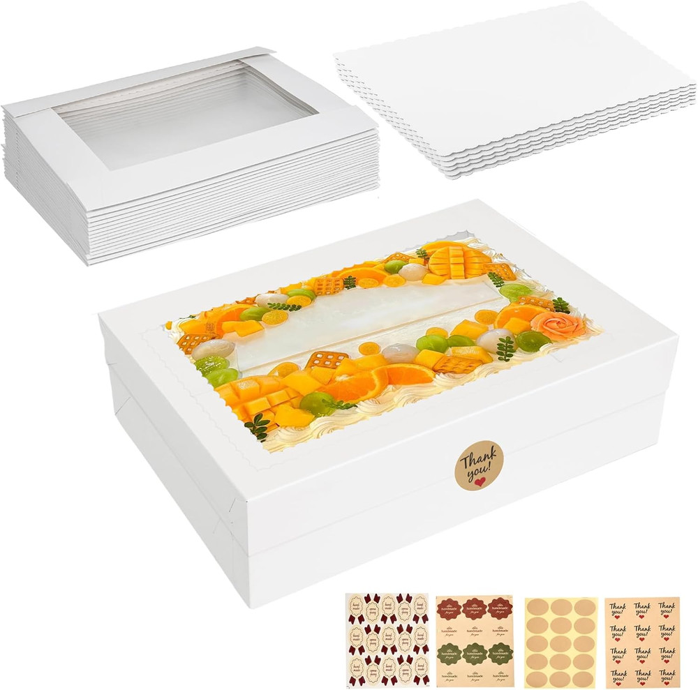 6-Pack White Bakery Boxes with Window for Cakes, Cupcakes, and Pastries