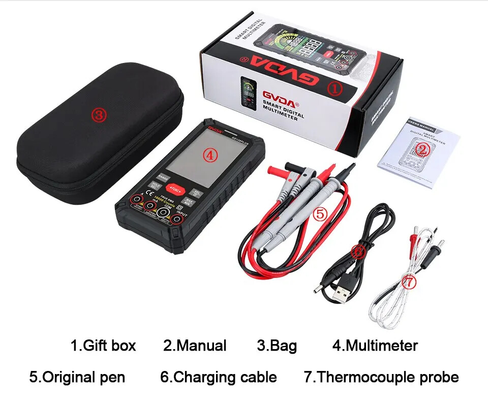 Smart Rechargeable Digital Multimeter True RMS 9999 Voltage Current Multitester