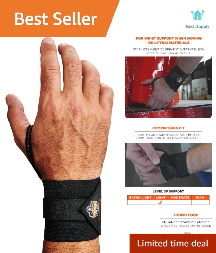 Wrist Wrap with Thumb Loop by ProFlex 420 - Adjustable Compression Support
