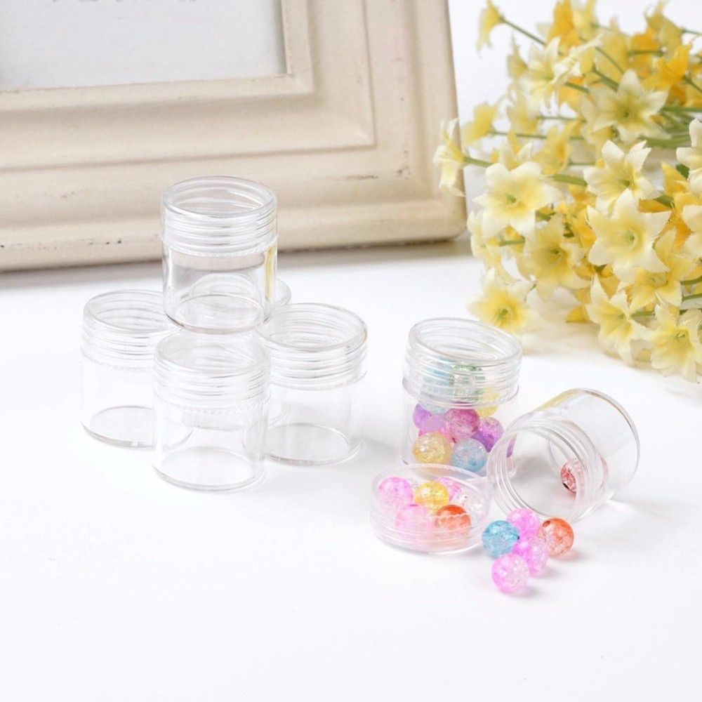 Versatile Clear Plastic Storage Box with 30 Jars - Organize Crafts & Small Items