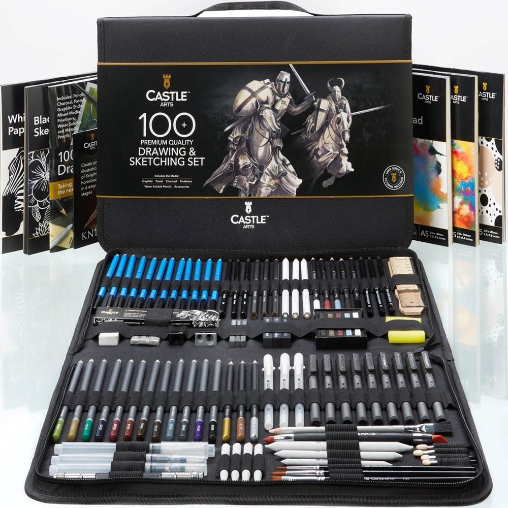 100 Piece Drawing & Sketching Set | Graphite, , Pastel, Metallic Pencils + Mo...