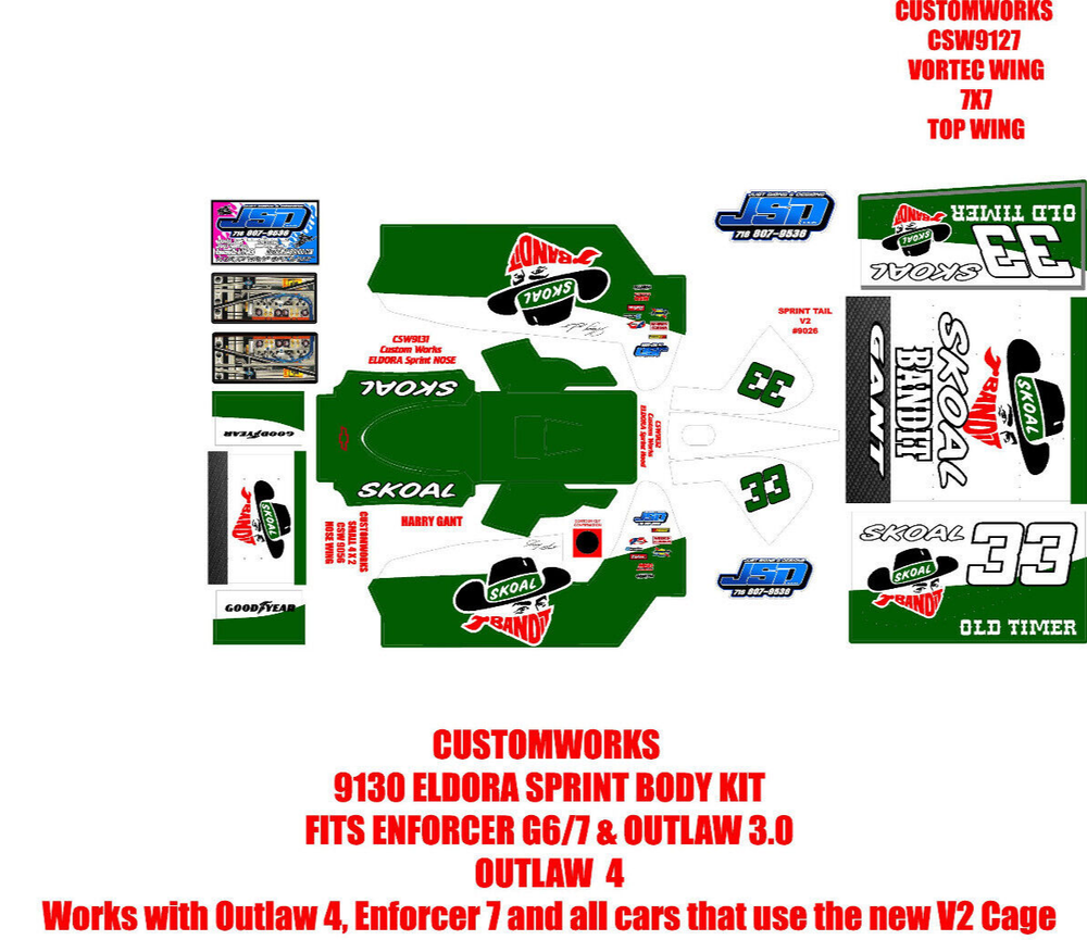 CUSTOMWORKS ELDORA SPRINT CAR 9130 HARRY GANT THEME WRAP KIT