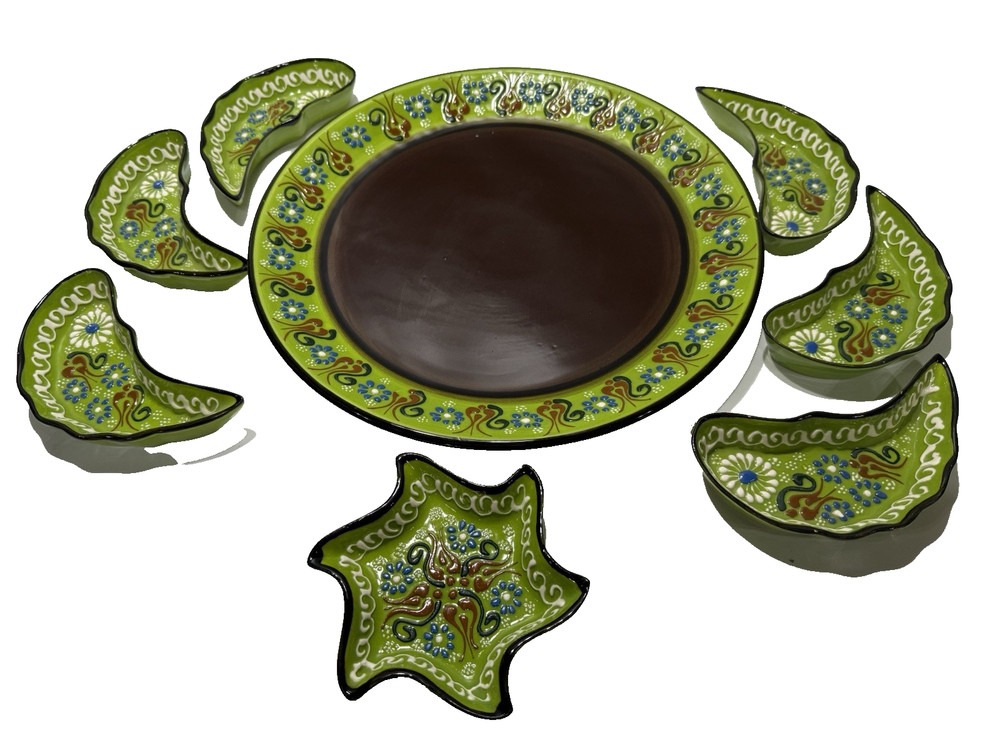 Hand painted 8 Piece Turkish Ceramic Breakfast / Tapas / Appetizer Service 13"