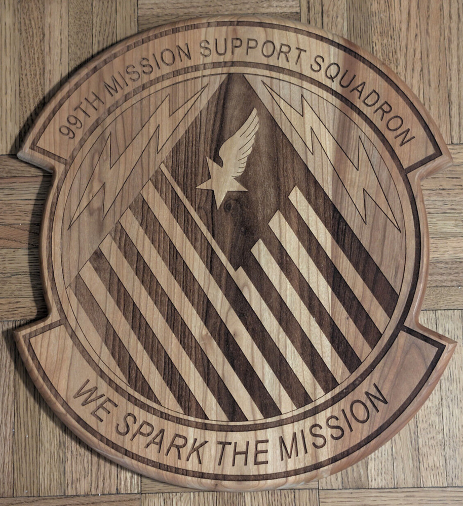 US Air Force Solid Wood Wall Plaque Etched w/ 99th Mission Support Squadron
