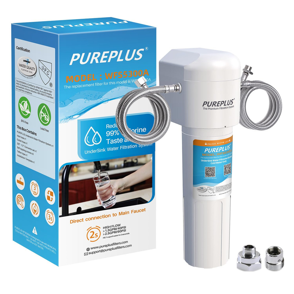Pureplus under Sink Water Filter, 22000 Gallons, 99.99% Chlorine Reduction, NSF/