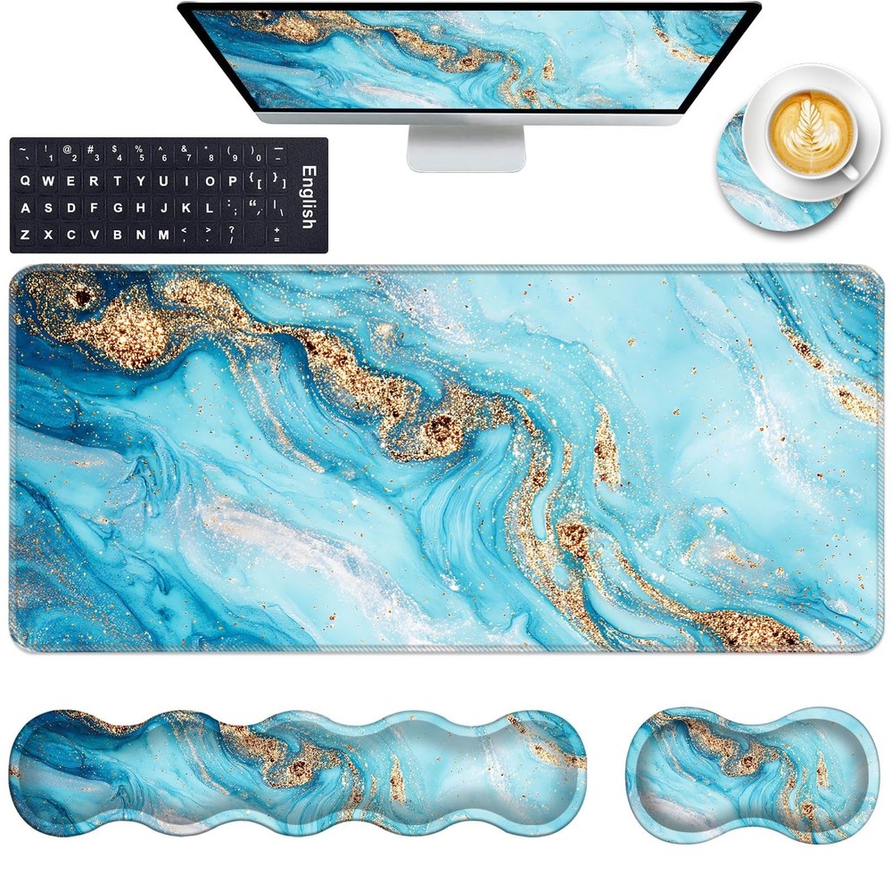 Keyboard Wrist Rest and Mouse Pad with Wrist Support Set Ergonomic Coaster,Me...