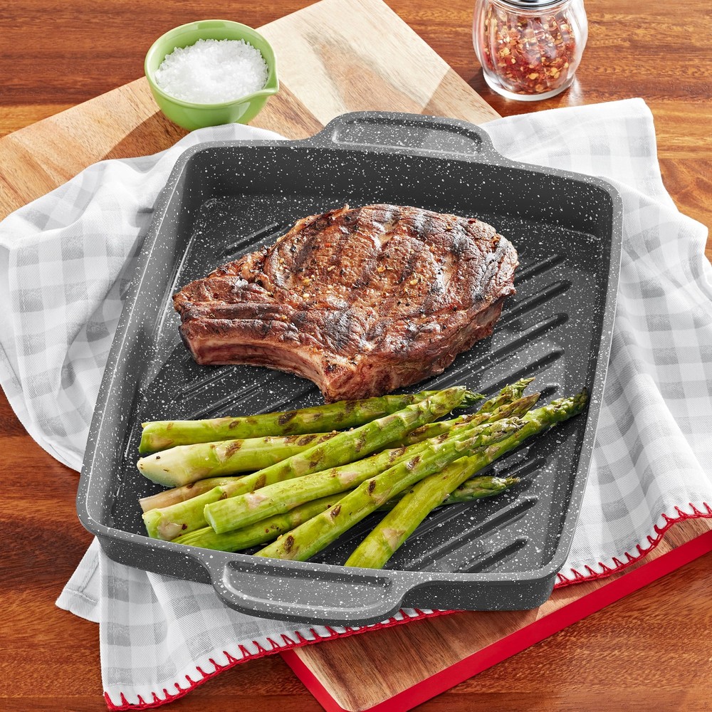 12 in Square Non-slip Handle Cast Aluminum Steak Pan
