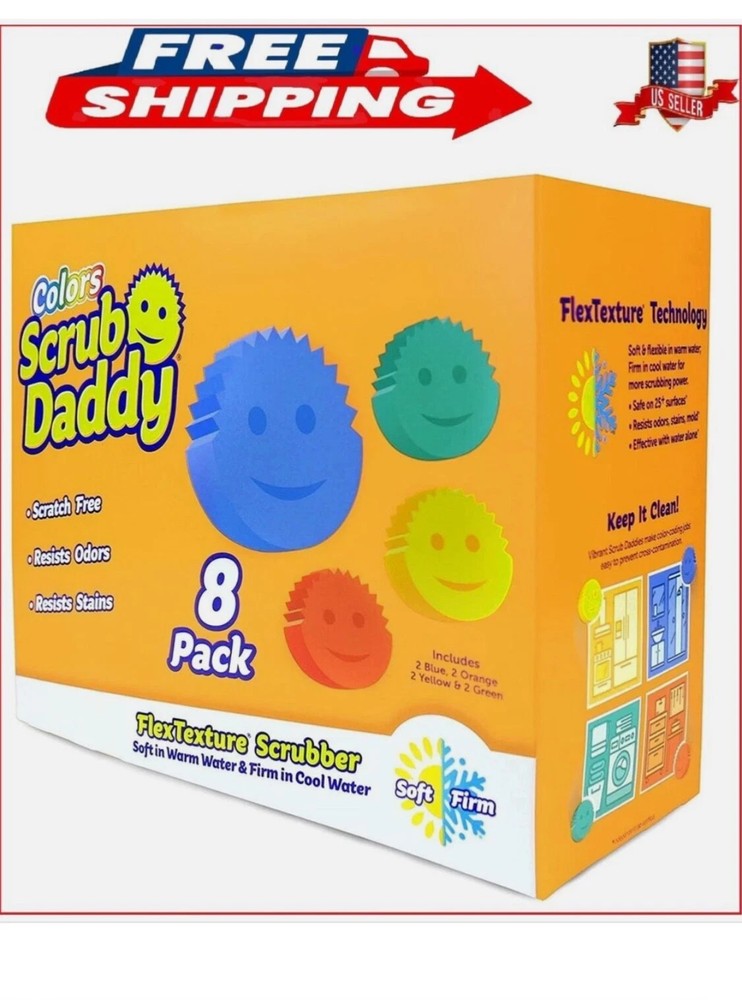 Scrub Daddy Colors Flex Texture Scrubber Sponges, 8 Pack