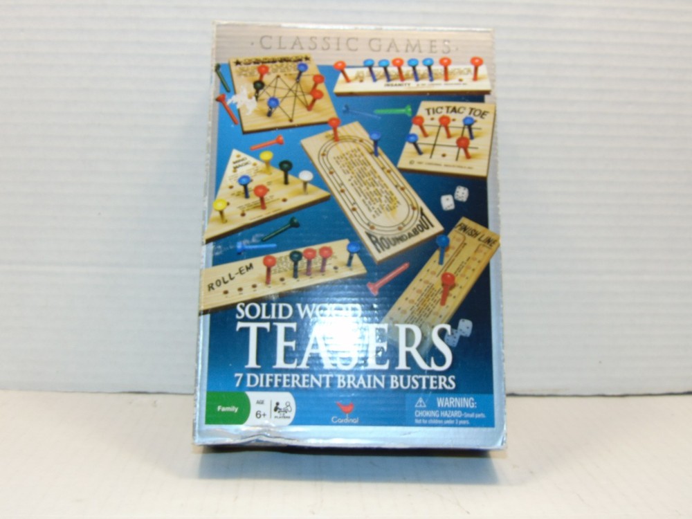 2009 Cardinal Solid Wood Teasers 7 Different Brain Busters Family 6+ New