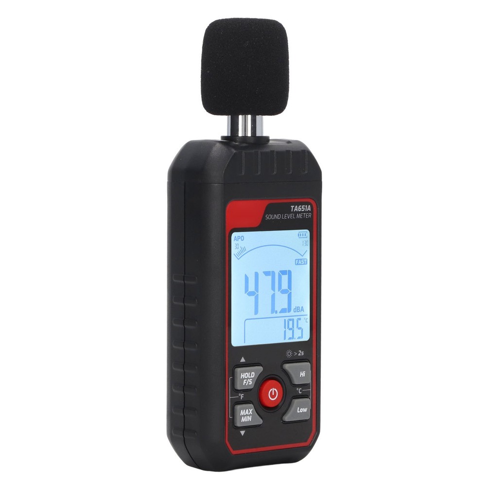 Sound Level Meter Sensitive Quick Response LCD Backlit Noise Tester Black