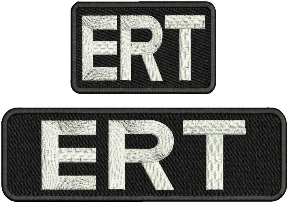 ERT  EMBROIDERY PATCH 3X10 AND 2X5 HOOK ON BACK White