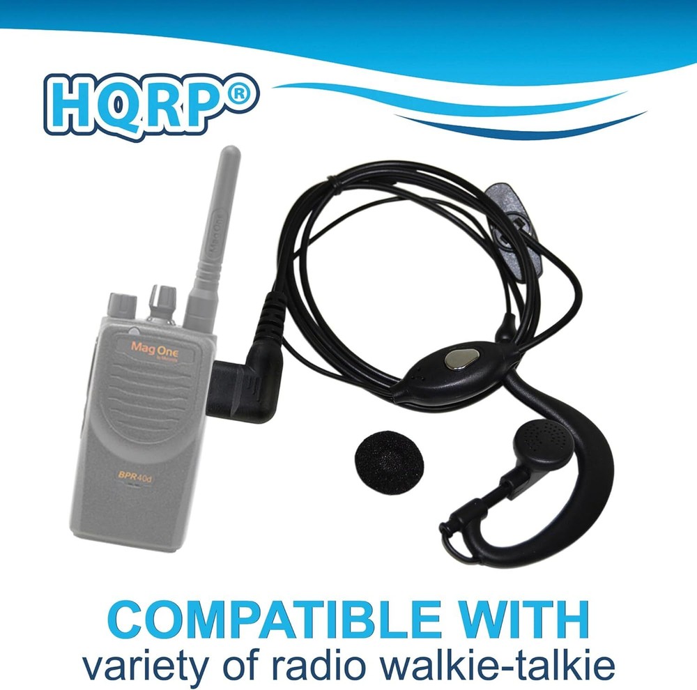 HQRP 2-Pin External Ear Loop Hands Free PTT Microphone for Bearcom Radio Devices