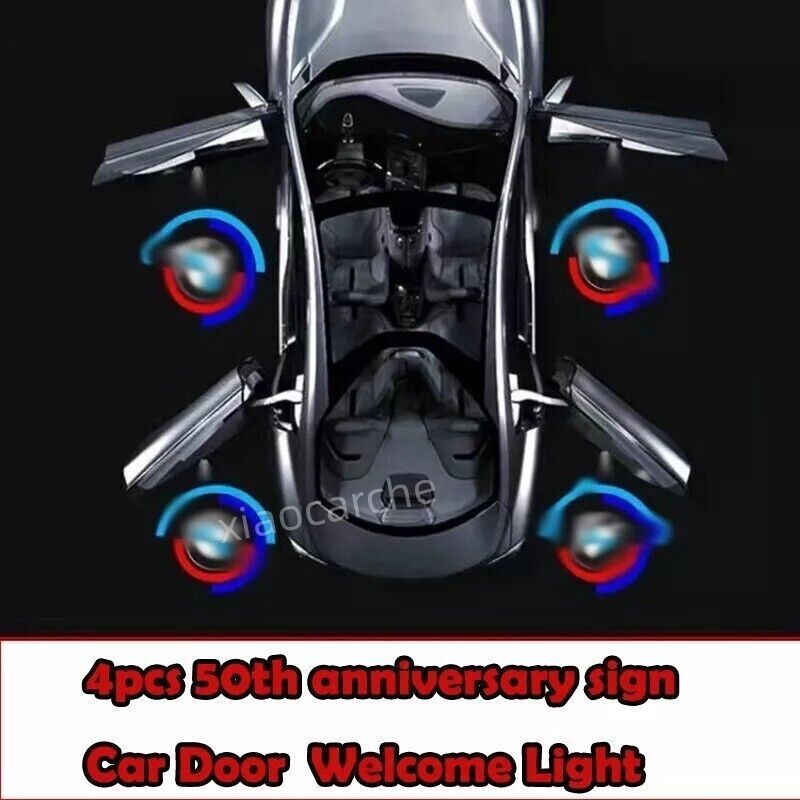 4X Car Door Welcome Light 50th anniversary Fits For  E60 E63 E90 E92 X1