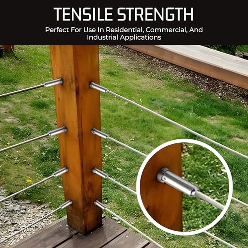 1/8" Quick-Connect Cable Railing Kit - 10 Sets, Tool-Free Standard