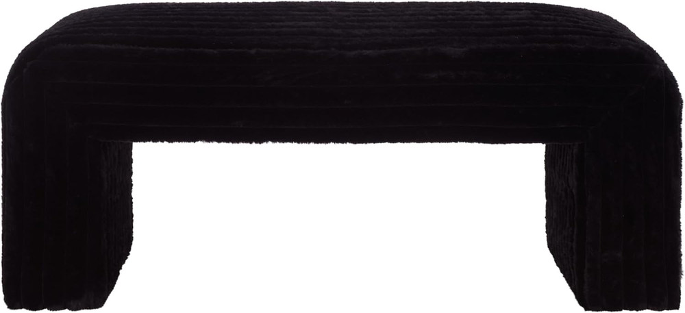 Elegant Black Curved Waterfall Bench by  - Chic Upholstered Seating