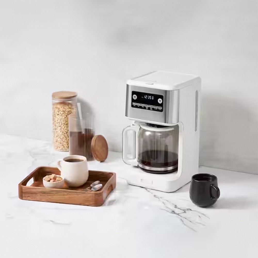 Haden Generous Brew 14 Cup Programmable Digital Coffee Maker Pot, Ivory/Chrome