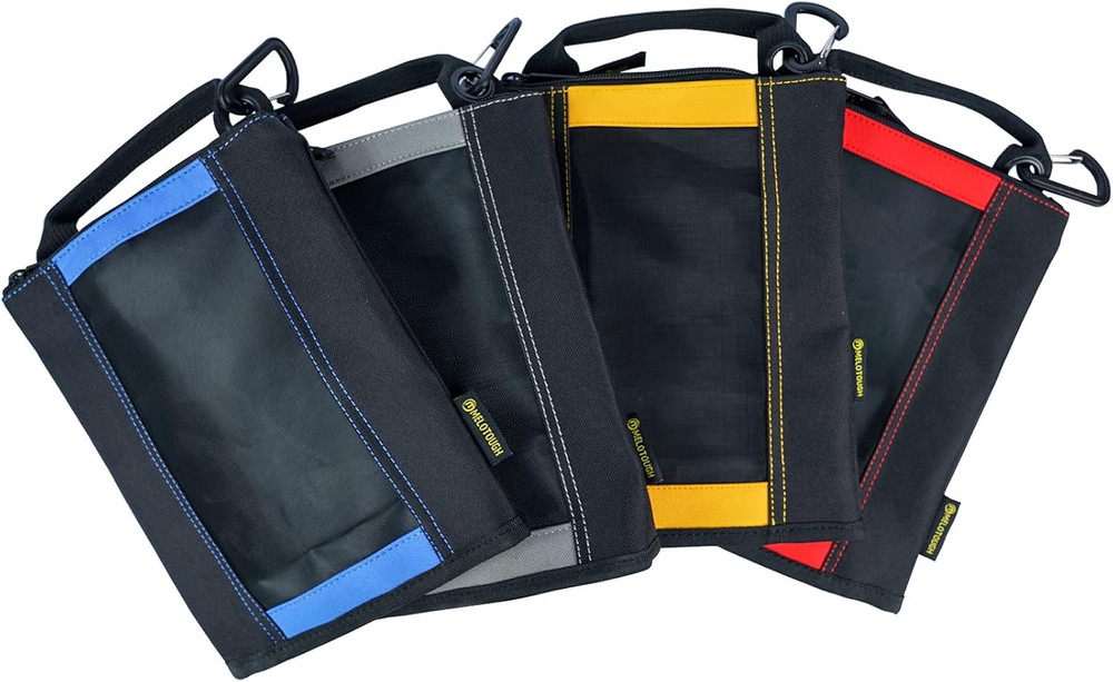 4 Pack Small Zip Tool Pouches - Durable Canvas Bags with Mesh Window