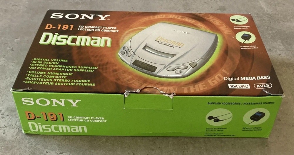 Sony D-191 Discman CD Walkman - Portable CD Player - Silver - Boxed/Working