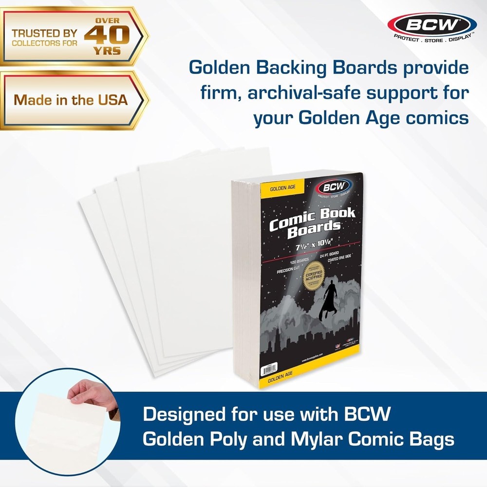 100 Pack Comic Book Backing Boards | Acid-Free & Long-Lasting Protection