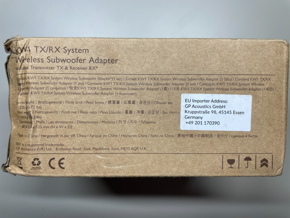 KEF KW1 TX/RX System Wireless Subwoofer Adapter