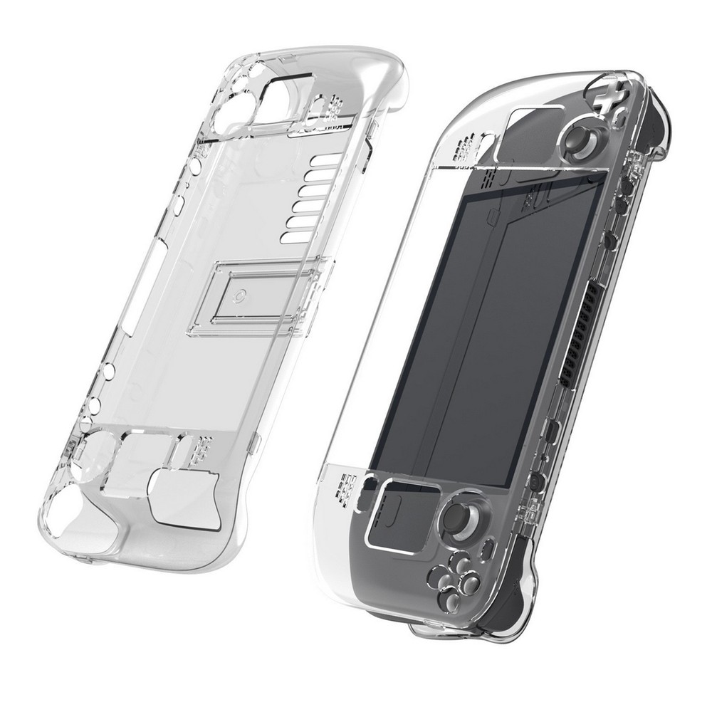 Crystal Clear Protective Back Case Shell With Stand for Steam Deck Game Console