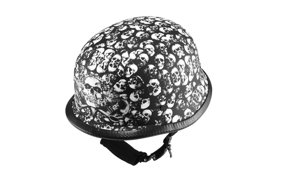 2 ITEM White Flat Skull Graveyard German Novelty Helmet