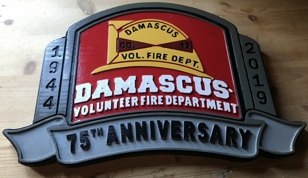 Fire Department Damascus 3D routed custom patch sign Custom
