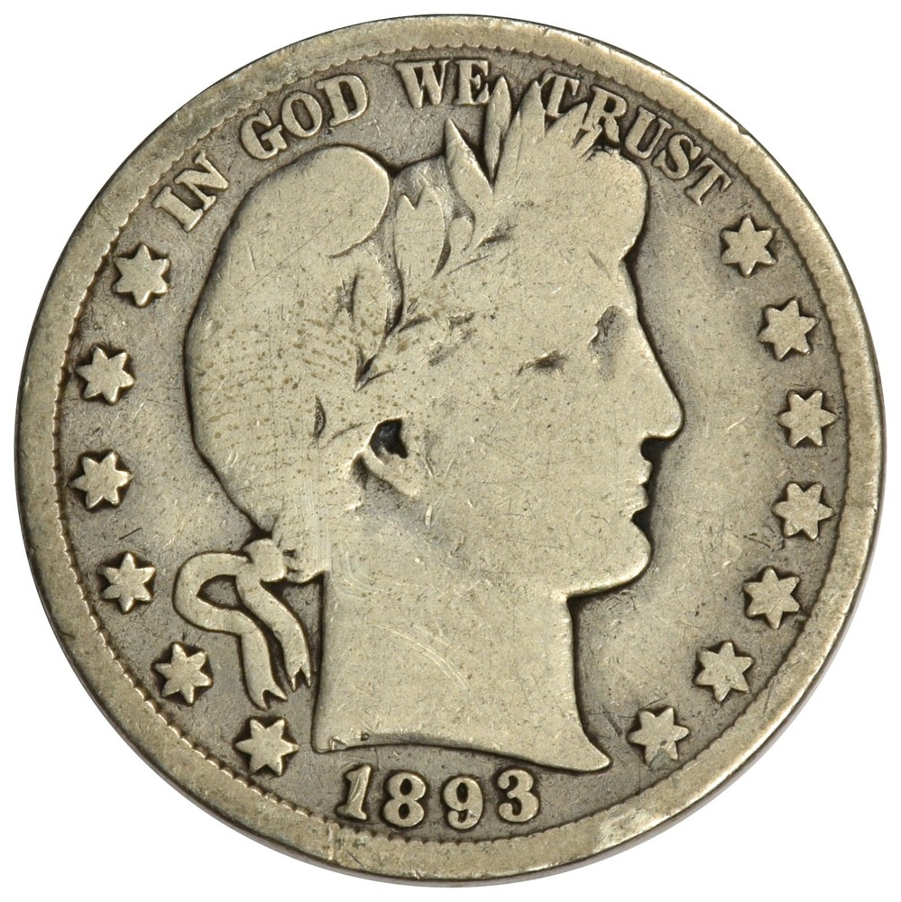 1893-S BARBER HALF DOLLAR ~ NICE SOLID RIMS GOOD!