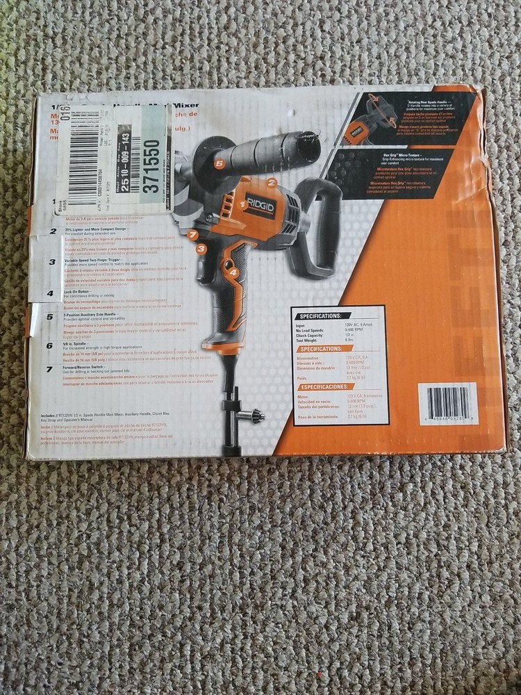 RIDGID R7122 1/2 inch Spade Handle Mud Mixer
