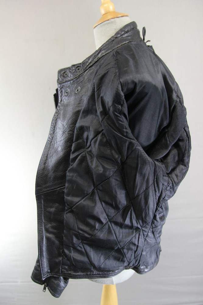 CLASSIC BLACK LEATHER BIKER JACKET 36-38 INCH CHEST