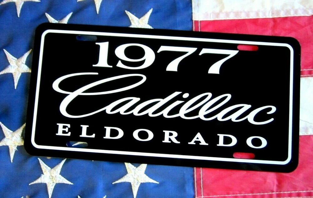 Black 1977 Cadillac ELDORADO license plate car tag 77 Caddy Eldo