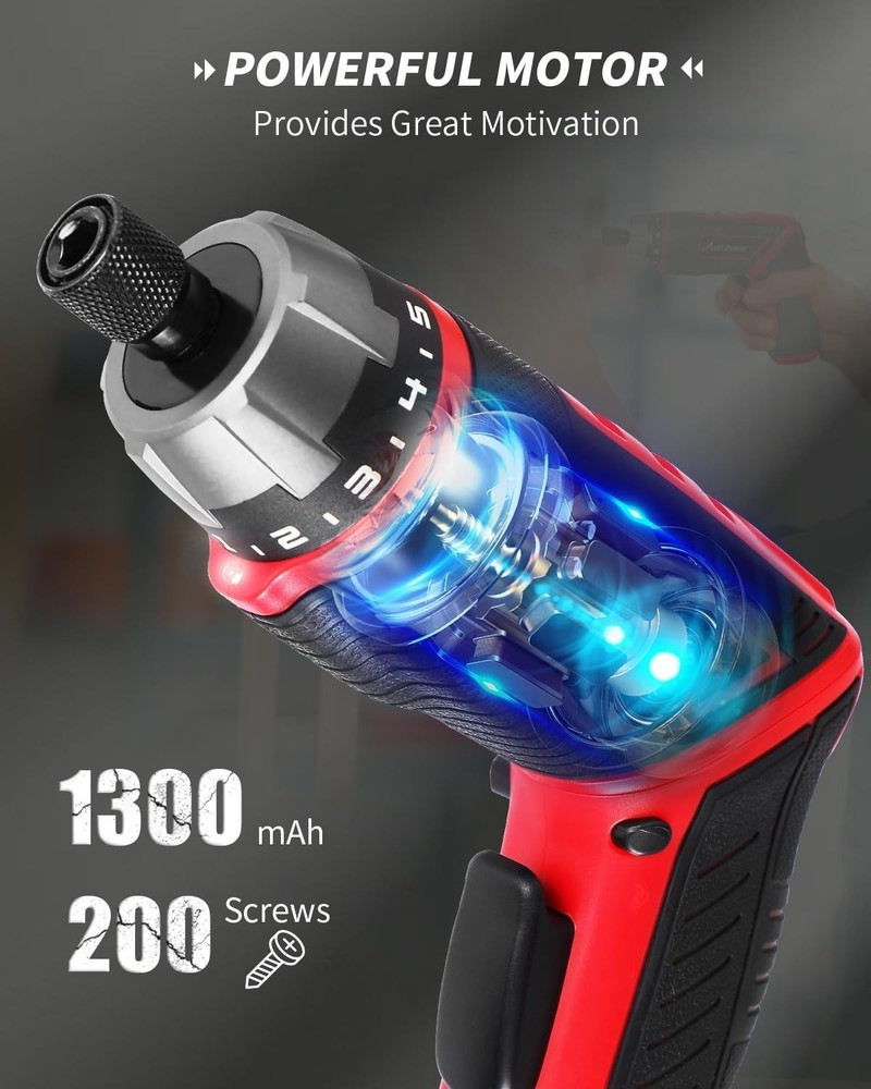 Efficient 4V Rechargeable Cordless Screwdriver with 44 Accessories & LED Light