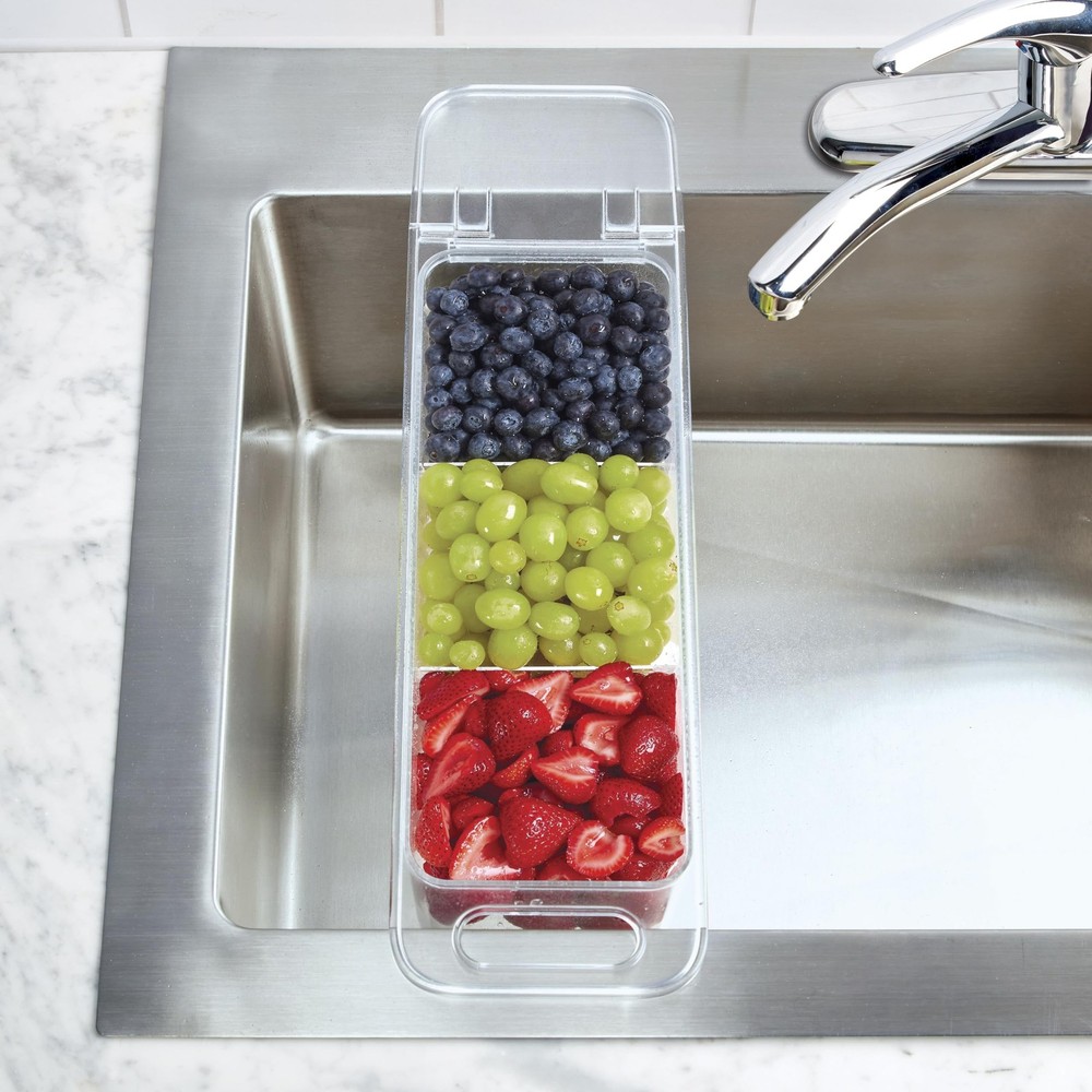 Copco Over the Sink Colander and Fridge Storage Bin with Folding Handle for R...