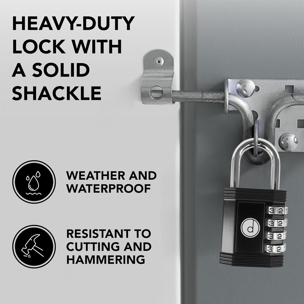 Padlock Combination Lock 4 Digit 2 Pack Weatherproof Metal Security Lock