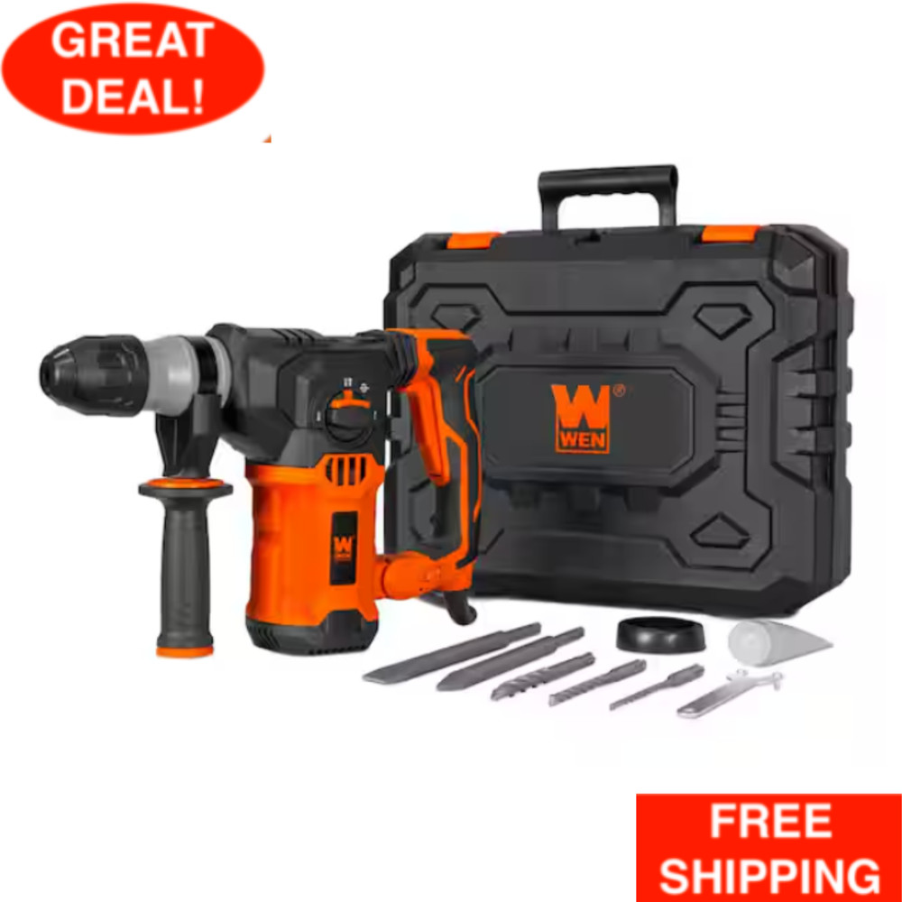 12 Amp Corded 1-3/16 in. Variable Speed SDS Plus Rotary Hammer Kit With Case
