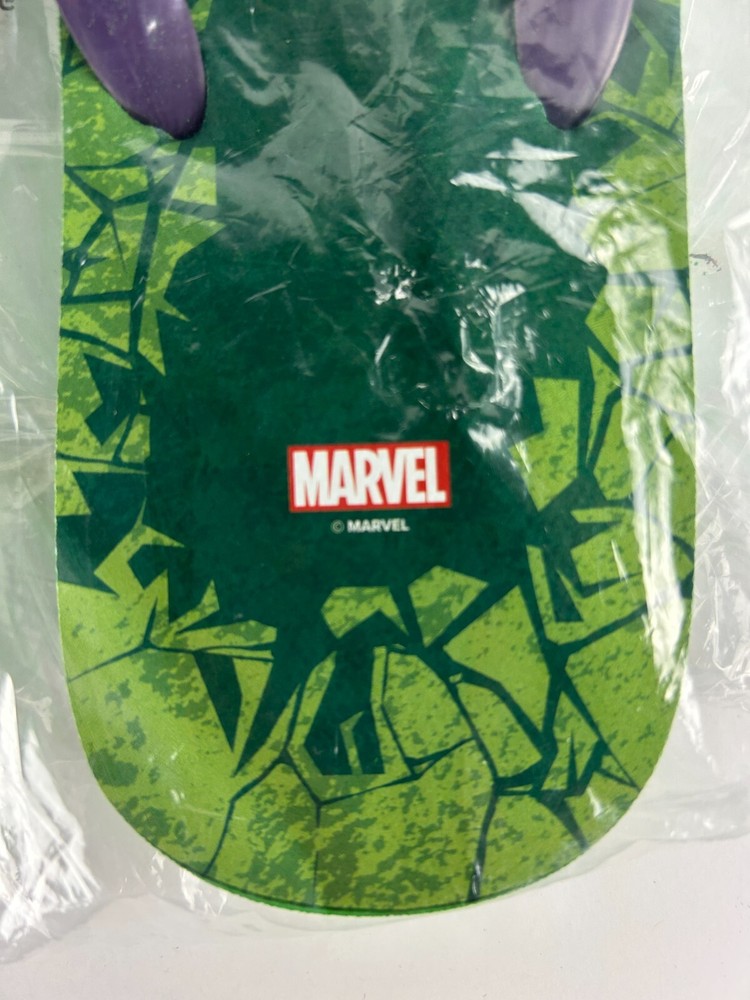 Marvel Comics Hulk Flip Flops Size Medium Green/Purple Smashed Ground