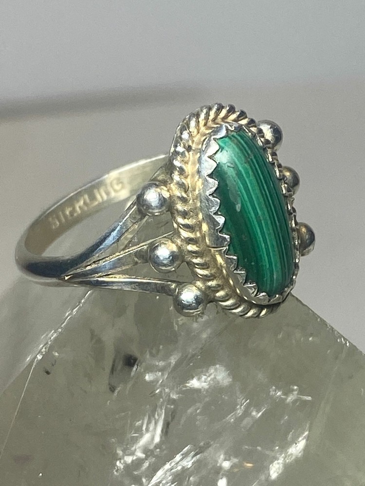 Malachite ring sterling silver pinky Navajo southwest