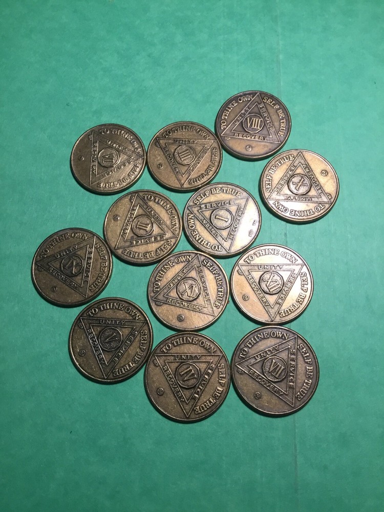 Alcoholics Anonymous Tokens Number 1 through 12