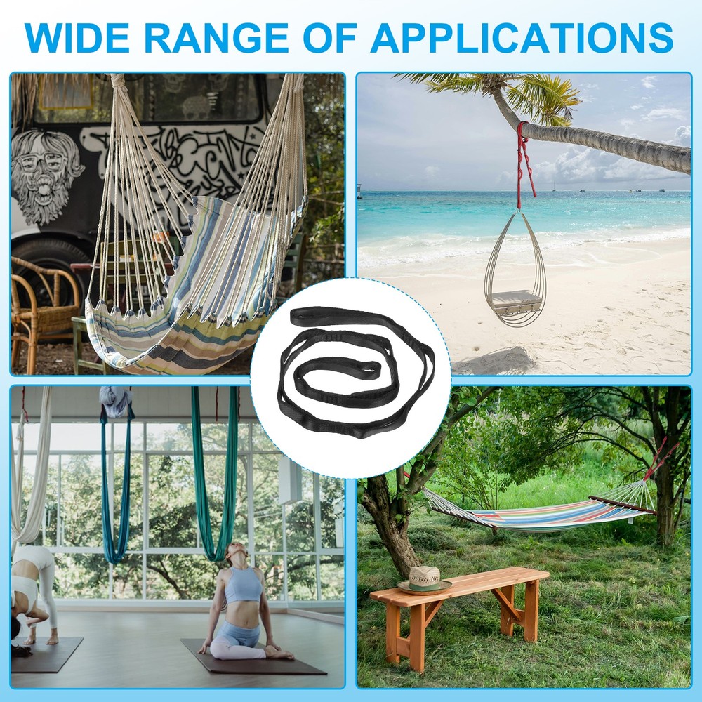 2Pcs Daisy Chain Straps Strong Climbing Strap Adjustable with 8 Loops Black