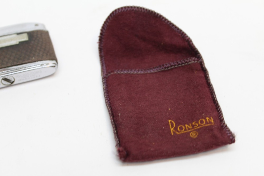 Vintage RONSON Adonis Lighter Brown Initials IRK