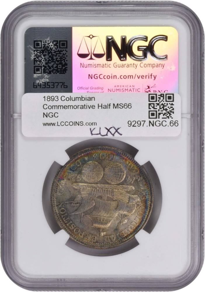 Columbian Commemorative Silver Half Dollar 1893 MS66 NGC