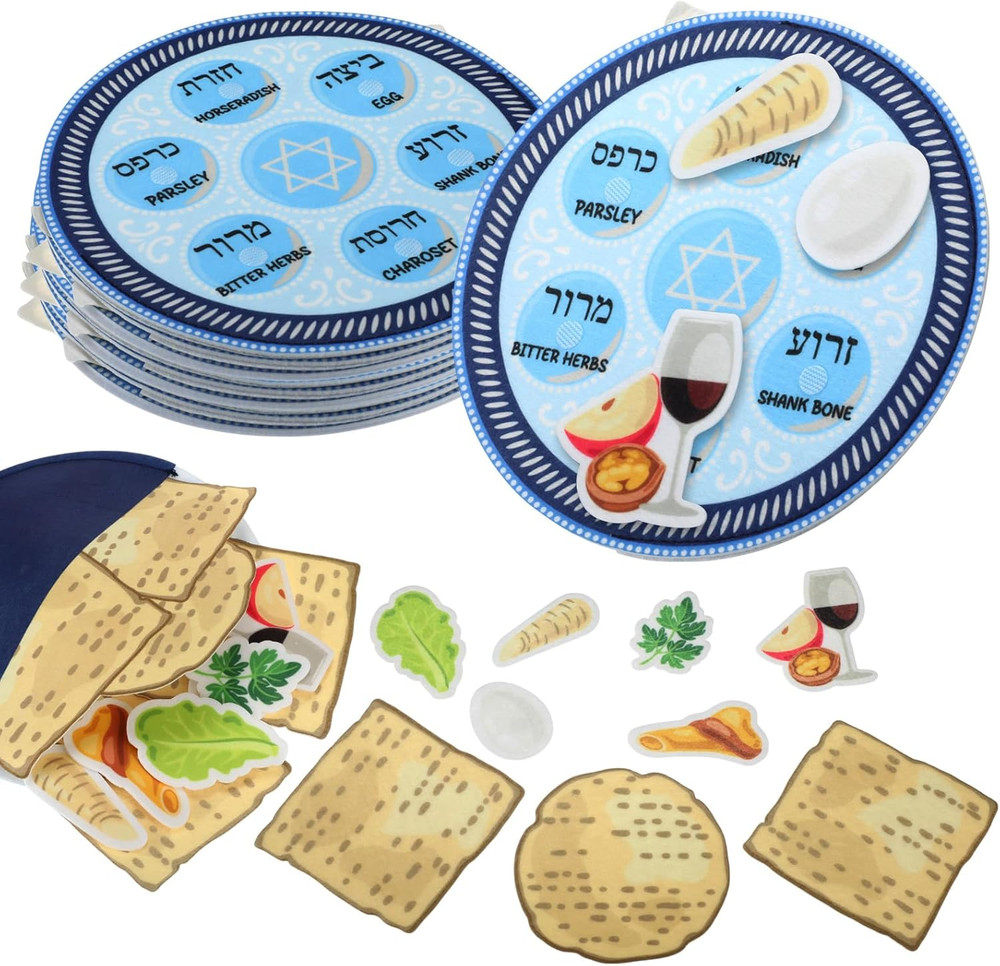 3 Sets Passover Seder Plate Game Kits Educational Passover Decorations Felt Sede