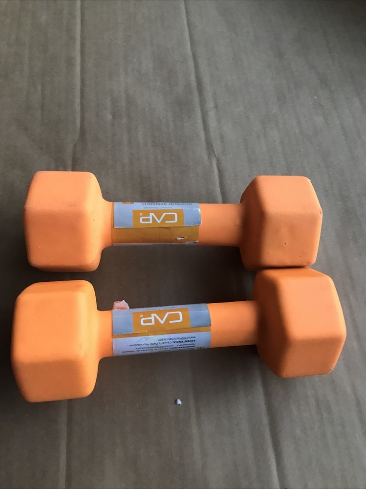 CAP 8lbs Neoprene Hex Coated Dumbbell Orange Pair