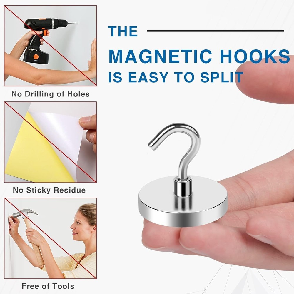 Heavy Duty Magnet Hooks for Refrigerator - 130lbs Capacity