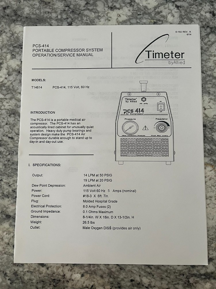 Allied Timeter PCS 414 Portable Compressor ~ New, Open Box