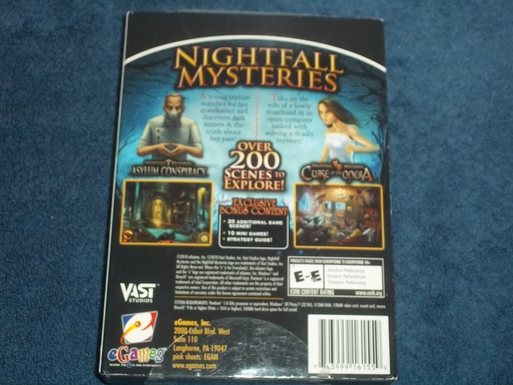 NIGHTFALL MYSTERIES (PC, CD ROM, EGAMES) 2 PACK