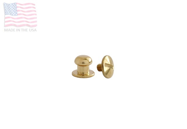 Mini 3/16" 5mm Screw Back Button Head Stud & Screw Solid Brass USA Sets 1 5 10