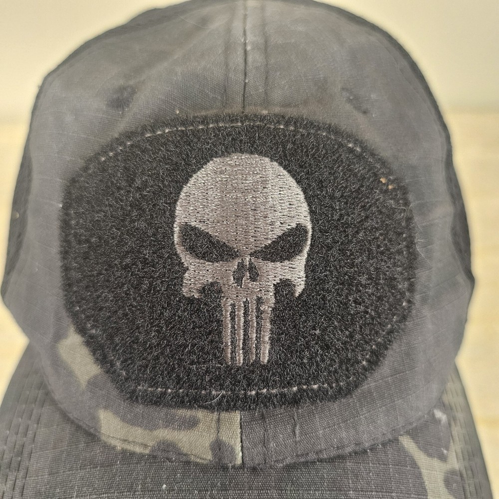 Camo Punisher Caps, Black And Green Camo Hats Strapback
